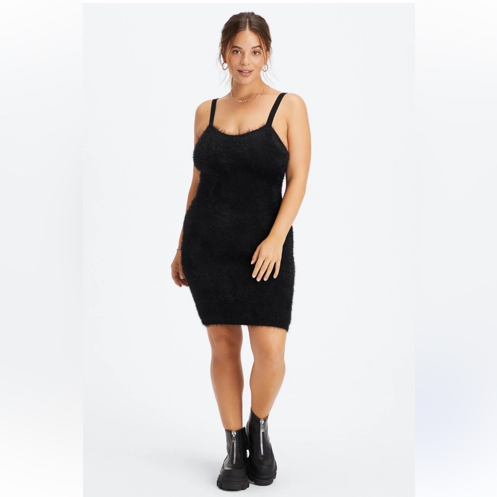 Fabletics 90’s fuzzy faux mohair bodycon mini dress size L